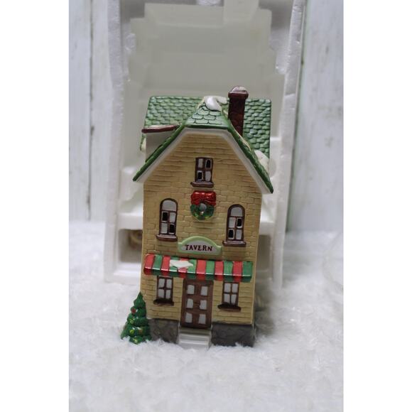 Holiday Expressions Dickens Collectables Porcelain Lighted Tavern House W/ Box - Picture 4 of 5